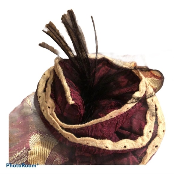 VTG Clutch Tapestry Handbag Burgundy Floral Elegant Date Night Wedding - Picture 5 of 7